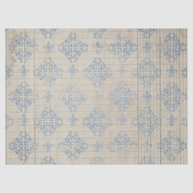 Papel De Seda Ephemera Blue Paper Series Design 8 (Frente )