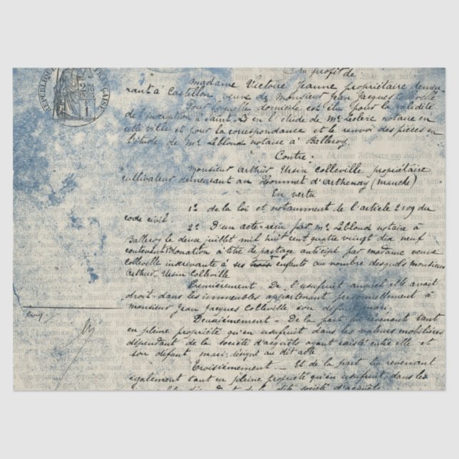 Papel De Seda Ephemera Blue Paper Series Design 9 (Frente )