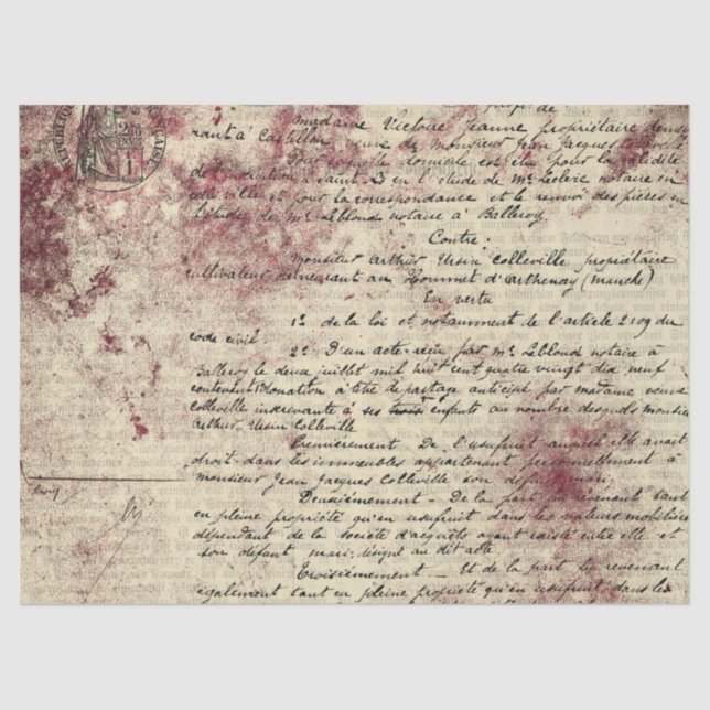 Papel De Seda Ephemera Burgundy Paper Series Design 14 (Frente )