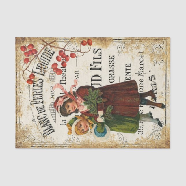 Papel De Seda Ephemera Cute Kid French Theater Decoupage (Frente )