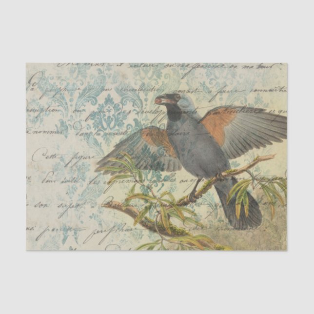 Papel De Seda Ephemera Damask Bird (Frente )