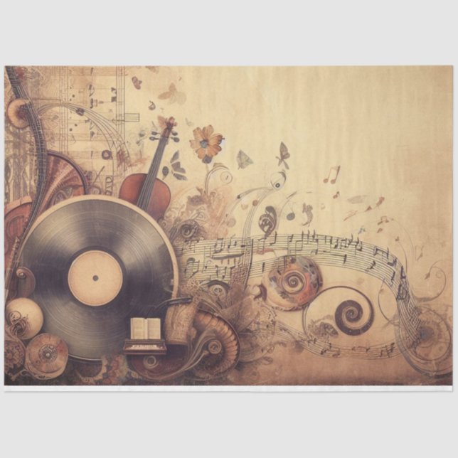Papel De Seda Ephemera Decoupage Mobiliário Scrapboobooking Músi (Frente )
