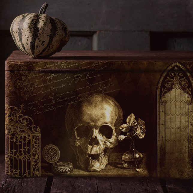 Papel De Seda Ephemera do Halloween vitoriano do crânio gótico (Criador carregado)