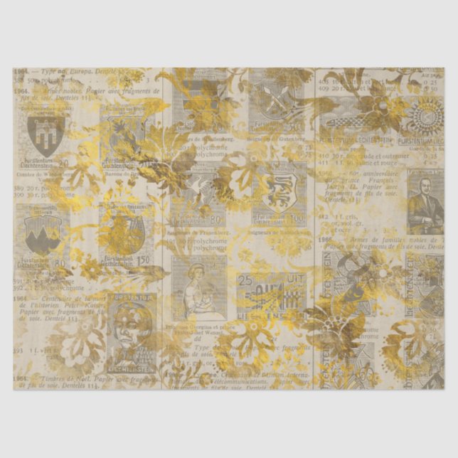 Papel De Seda Ephemera Dourado Paper Series Design 1 (Frente )