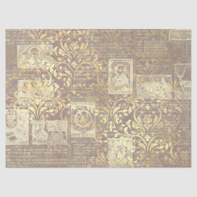 Papel De Seda Ephemera Dourado Paper Series Design 11 (Frente )