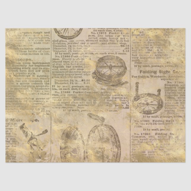 Papel De Seda Ephemera Dourado Paper Series Design 16 (Frente )