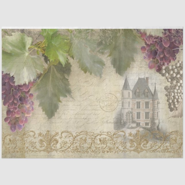 Papel De Seda Ephemera - Escuro De Uvas Francesas Chateau (Frente )