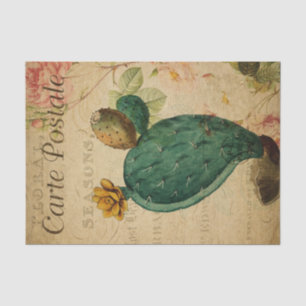 Papel De Seda Ephemera Francês Cartão-postal Cactos Desacoplamen