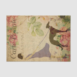 Papel De Seda Ephemera Francesca Carteira Postal Mulher Cachorei