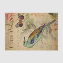 Papel De Seda Ephemera French Postcard Bird Butterfly Decoupage
