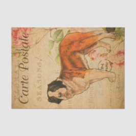 Papel De Seda Ephemera French Postcard Dog Floral Decoupage