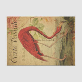 Papel De Seda Ephemera French Postcard Flamingo Floral Decoupage