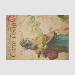 Papel De Seda Ephemera French Postcard Gypsy Women Decoupage