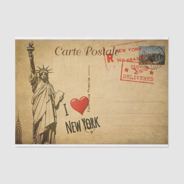 Papel De Seda Ephemera French Postcard I Love New York Decoupage (Frente )