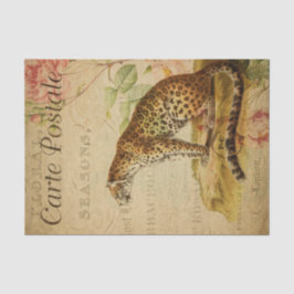 Papel De Seda Ephemera French Postcard Leopard Decoupage