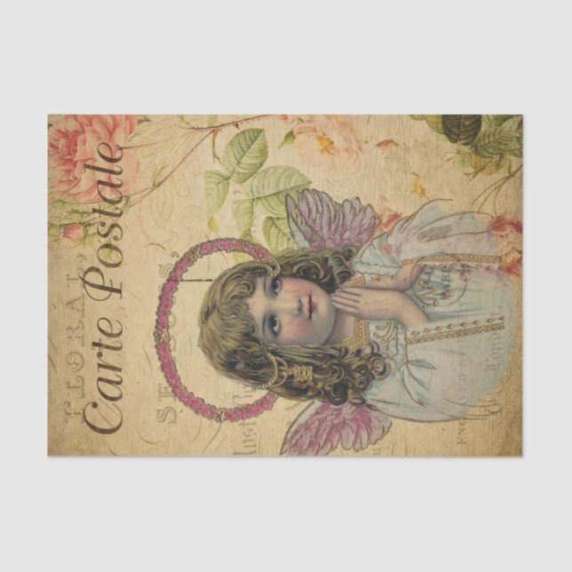 Papel De Seda Ephemera French Postcard Little Angle Decoupage (Frente )