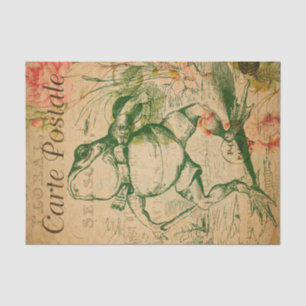 Papel De Seda Ephemera French Postcard Sapo Floral Decoupage