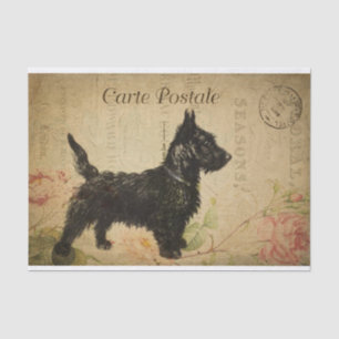 Papel De Seda Ephemera French Postcard Terrier Dog Decoupage