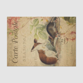 Papel De Seda Ephemera French Postcard Wood Mouse Decoupage
