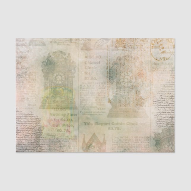 Papel De Seda Ephemera Gótica Relógio (Frente )