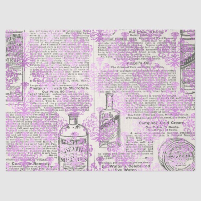 Papel De Seda Ephemera Lavendar Paper Series Design 12 (Frente )