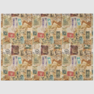 Papel De Seda Ephemera Pocena Envelhecida por Colagem