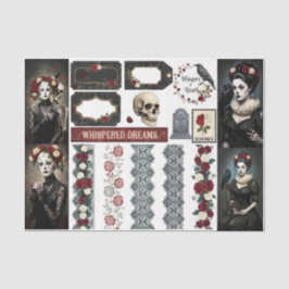 Papel De Seda Ephemera Sheet Gothic Rose Queen