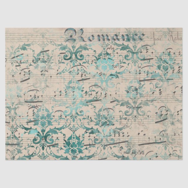 Papel De Seda Ephemera Turquoise Paper Series Design 1 (Frente )