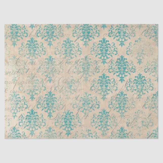 Papel De Seda Ephemera Turquoise Paper Series Design 12 (Frente )