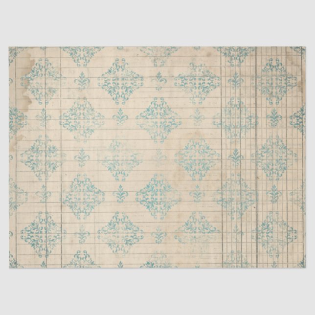 Papel De Seda Ephemera Turquoise Paper Series Design 15 (Frente )