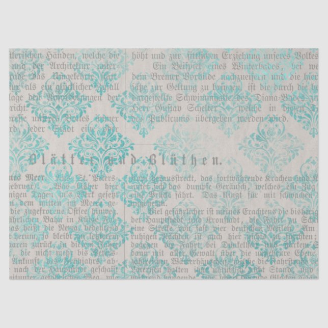 Papel De Seda Ephemera Turquoise Paper Series Design 17 (Frente )