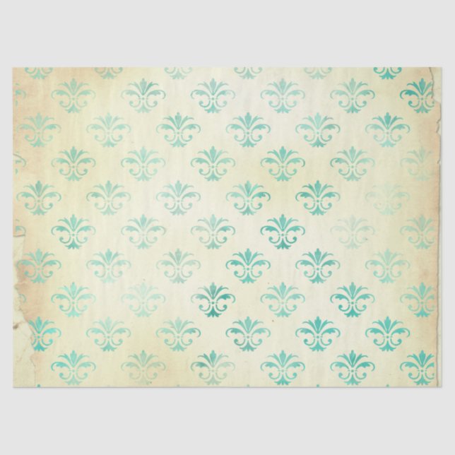 Papel De Seda Ephemera Turquoise Paper Series Design 2 (Frente )