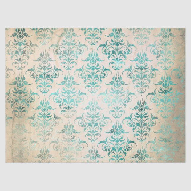 Papel De Seda Ephemera Turquoise Paper Series Design 3 (Frente )