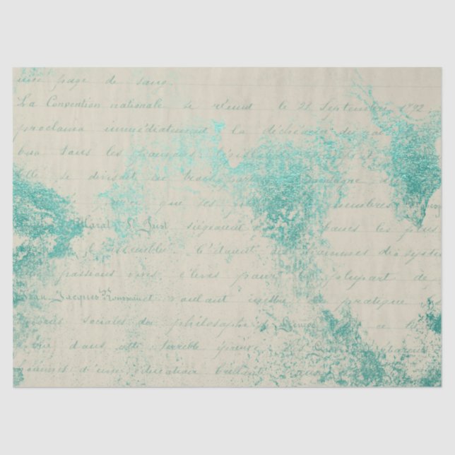 Papel De Seda Ephemera Turquoise Paper Series Design 5 (Frente )