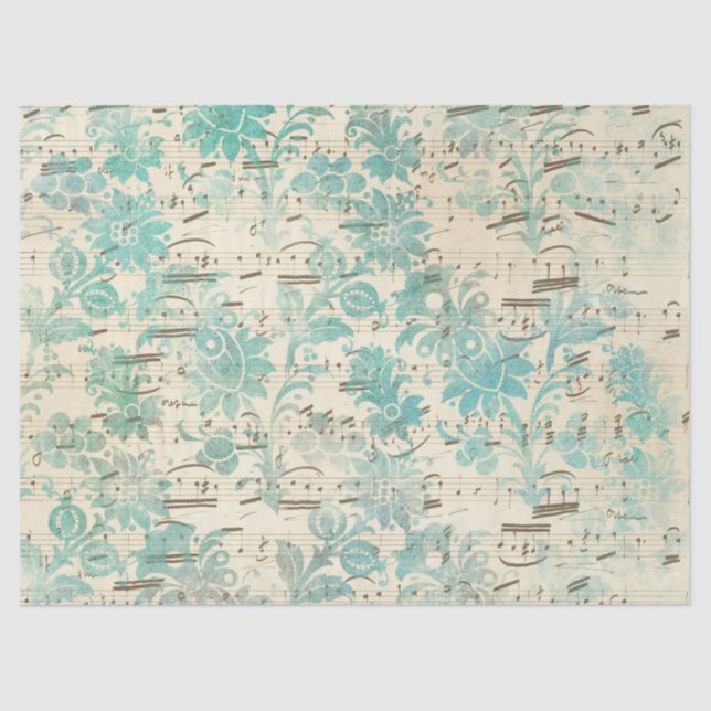 Papel De Seda Ephemera Turquoise Paper Series Design 7 (Frente )