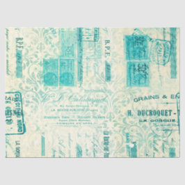 Papel De Seda Ephemera Turquoise Paper Series Design 8