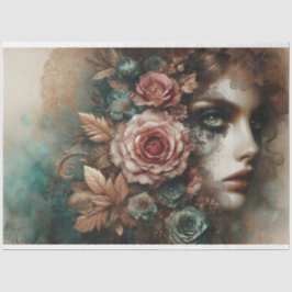 Papel De Seda Ephemera Victorian Lady, Gótica Floral Decoupage