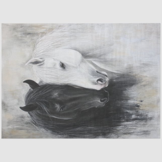 Papel De Seda Equação do Cavalo Branco Negro Branco Cinzento (Frente )