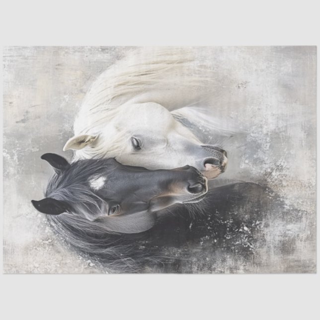 Papel De Seda Equídeo branco Abstrato preto-branco de dissociaçã (Frente )