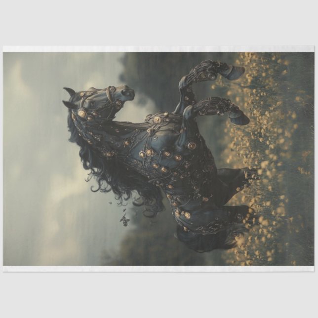 Papel De Seda Equídeo de Estalhão Negra Steampunk (Frente )