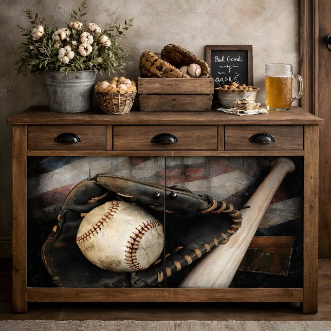 Papel De Seda Equipamentos de Beisebol Antigos Decoupage (Vintage Baseball Equipment Decoupage Tissue Paper)