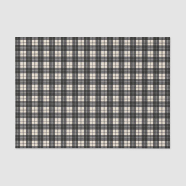 Papel De Seda Erskine Black and White Scottish Tartan (Frente )