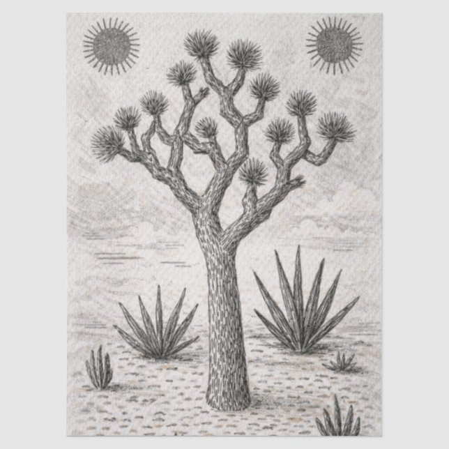 Papel De Seda esboço da árvore de joshua | arte de esboço do des (Frente )