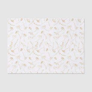 Papel De Seda Esboço de Flor Silvestre em Ouro Elegante Simples 