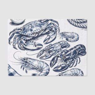 Papel De Seda Esboço de frutos do mar náuticos lagosta caranguej
