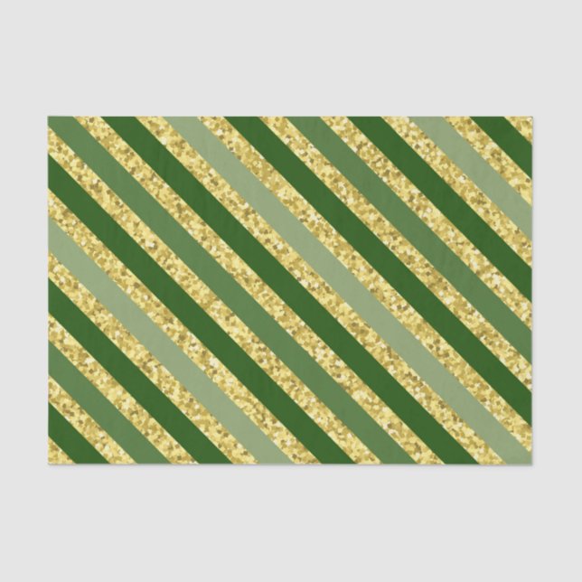 PAPEL DE SEDA ESCADAS DE GELO VERDE E DOURADO PARECE FAIXAS (Frente )