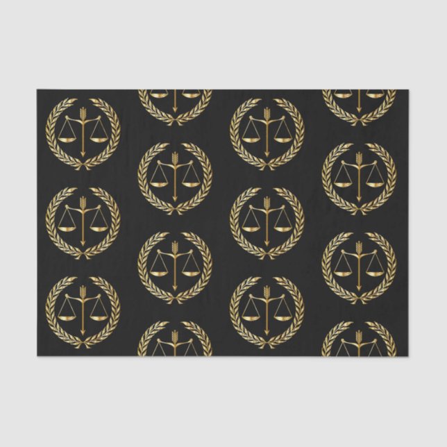 Papel De Seda Escala de Justiça Dourada para graduação - Espada  (Frente )