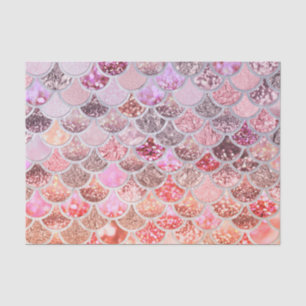 Papel De Seda Escalas de peixes cor-de-rosa na moda da sereia do