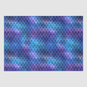 Papel De Seda Escama de Dragão Azul e Roxo Mítico Fantástico