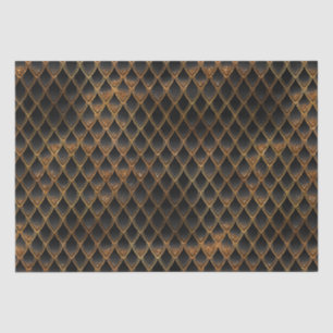 Papel De Seda Escamas de Dragão Preto e Dourado
